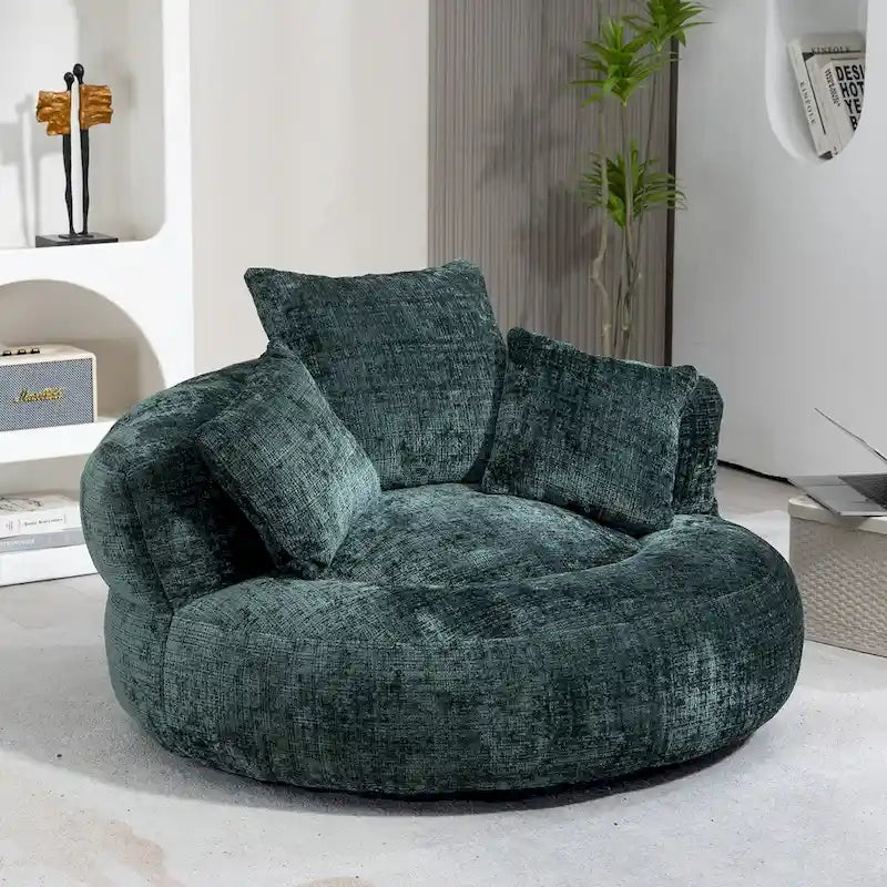 Pouf Chenille Confortable et Durable avec Dossier Haut