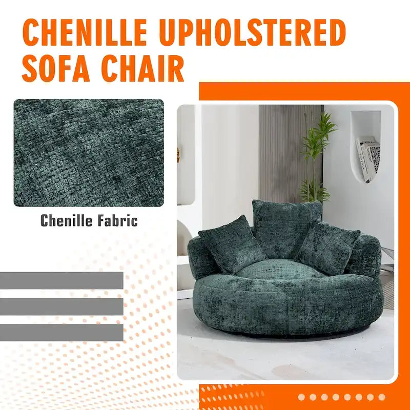 Pouf Chenille Confortable et Durable avec Dossier Haut