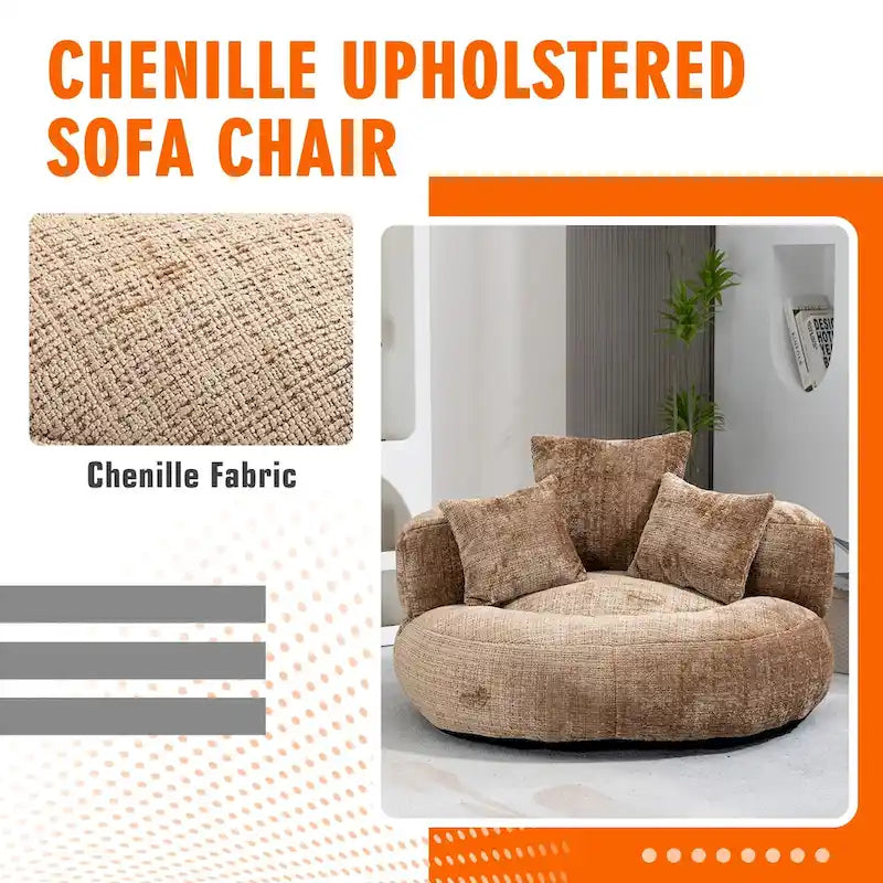 Pouf Chenille Confortable et Durable avec Dossier Haut
