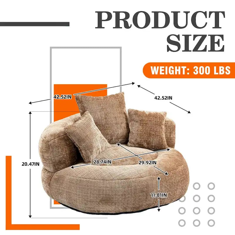 Pouf Chenille Confortable et Durable avec Dossier Haut