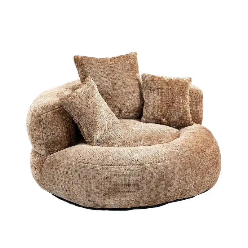 Pouf Chenille Confortable et Durable avec Dossier Haut