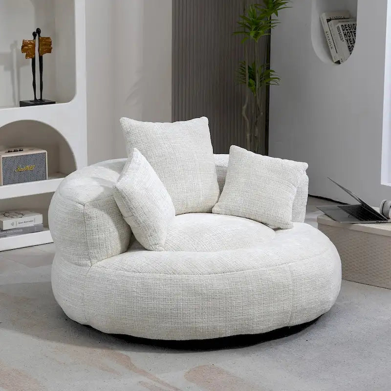 Pouf Chenille Confortable et Durable avec Dossier Haut