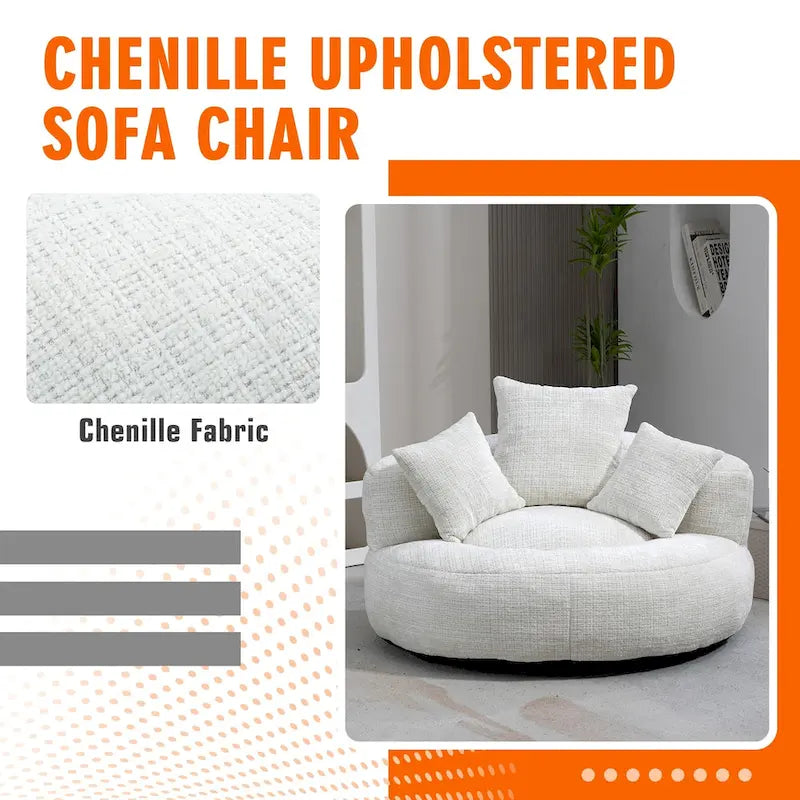 Pouf Chenille Confortable et Durable avec Dossier Haut