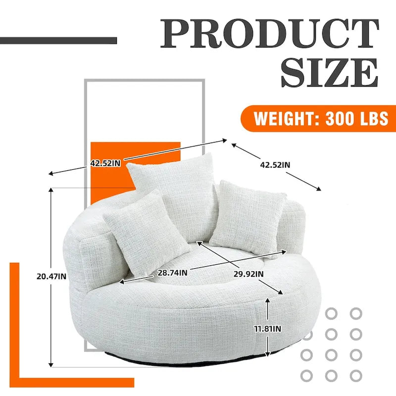 Pouf Chenille Confortable et Durable avec Dossier Haut