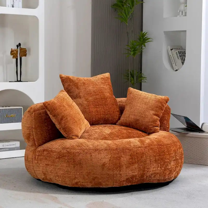 Pouf Chenille Confortable et Durable avec Dossier Haut