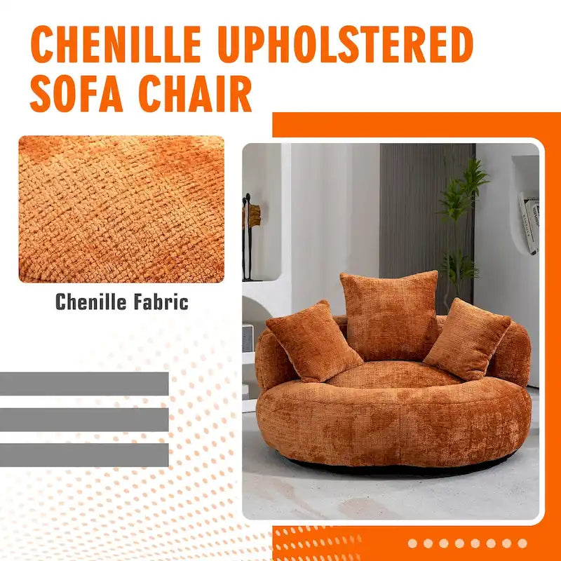 Pouf Chenille Confortable et Durable avec Dossier Haut