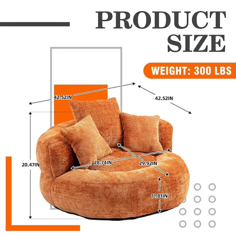 Pouf Chenille Confortable et Durable avec Dossier Haut
