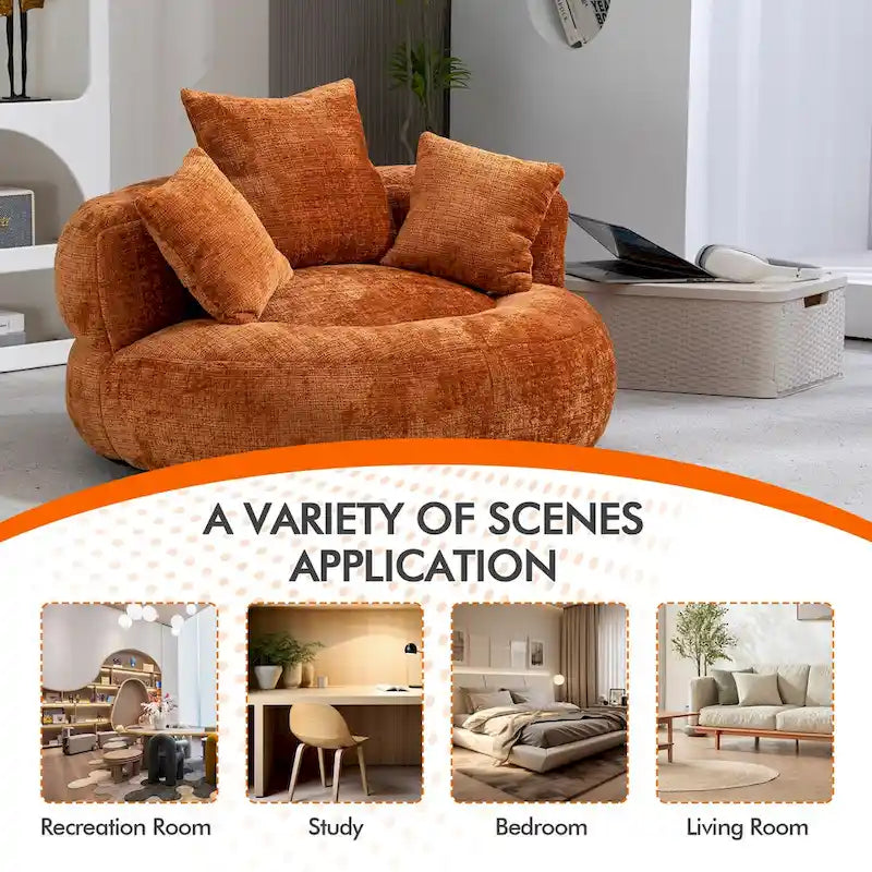 Pouf Chenille Confortable et Durable avec Dossier Haut
