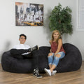 Pouf poire cylindrique traditionnel en suède de 2,4 mètres, noir