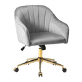 Chaise de bureau pivotante en velours capitonnée et réglable en hauteur avec piètement doré