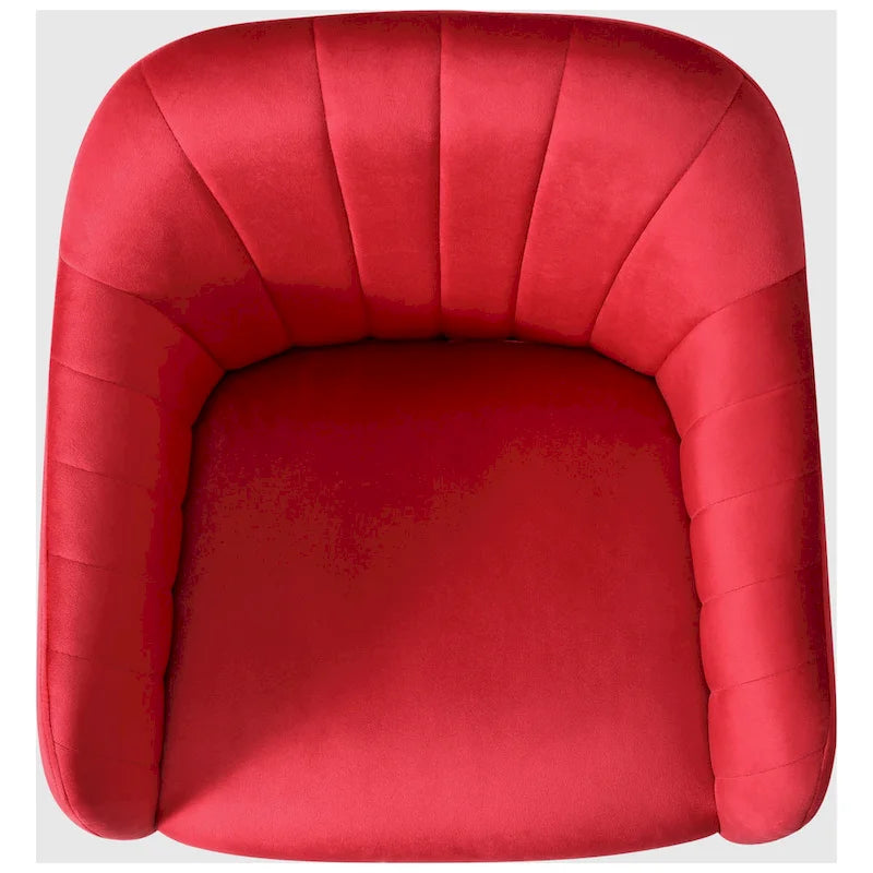 Chaise de bureau pivotante en velours capitonnée et réglable en hauteur avec piètement doré