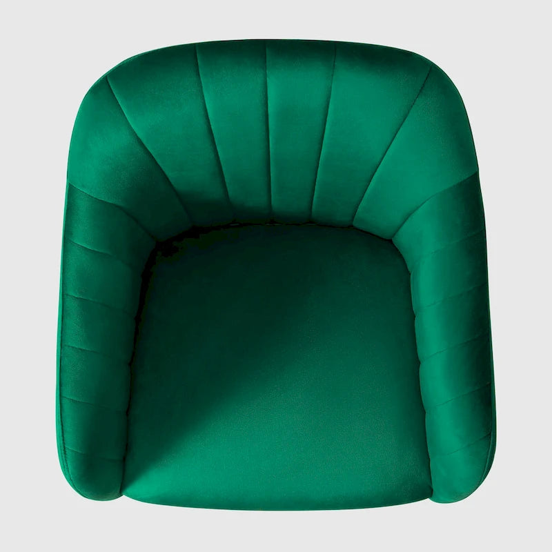 Chaise de bureau pivotante en velours capitonnée et réglable en hauteur avec piètement doré