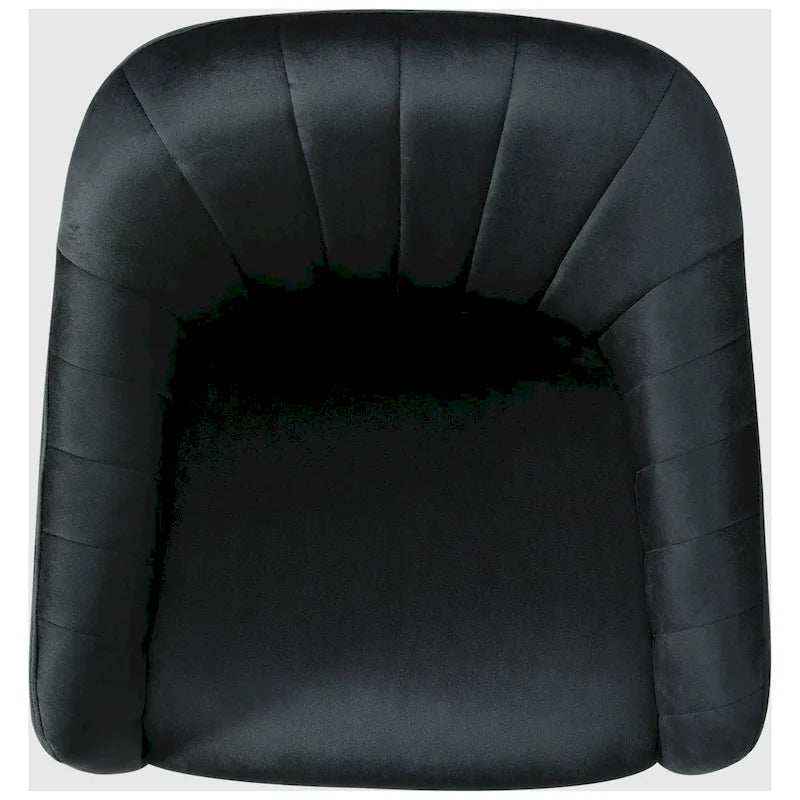 Chaise de bureau pivotante en velours capitonnée et réglable en hauteur avec piètement doré
