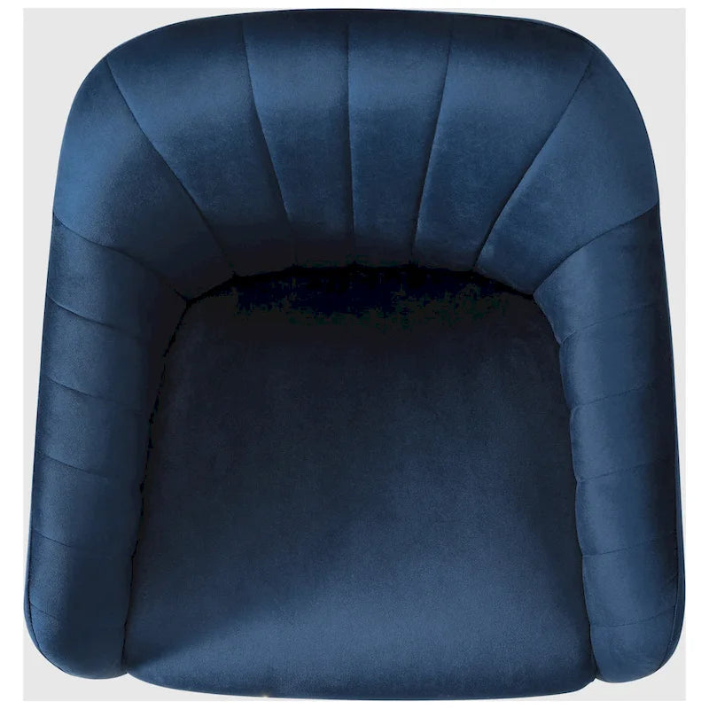 Chaise de bureau pivotante en velours capitonnée et réglable en hauteur avec piètement doré
