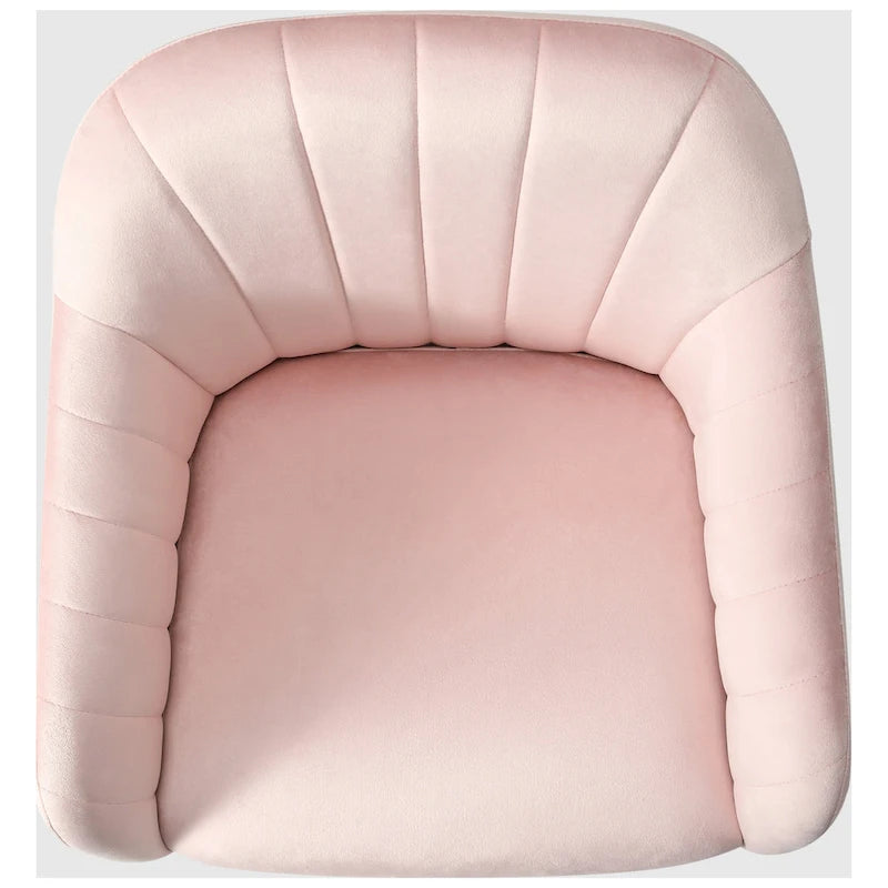 Chaise de bureau pivotante en velours capitonnée et réglable en hauteur avec piètement doré